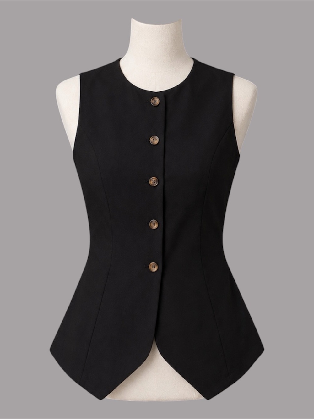 Peppermayo Tailored Button Front Vest Top Black